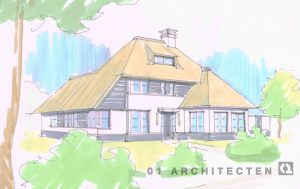 Nieuwbouw villa riet klassiek Vogelenzang Bloemendaal verspringende rietlijn roedes en wit stucwerk hout
