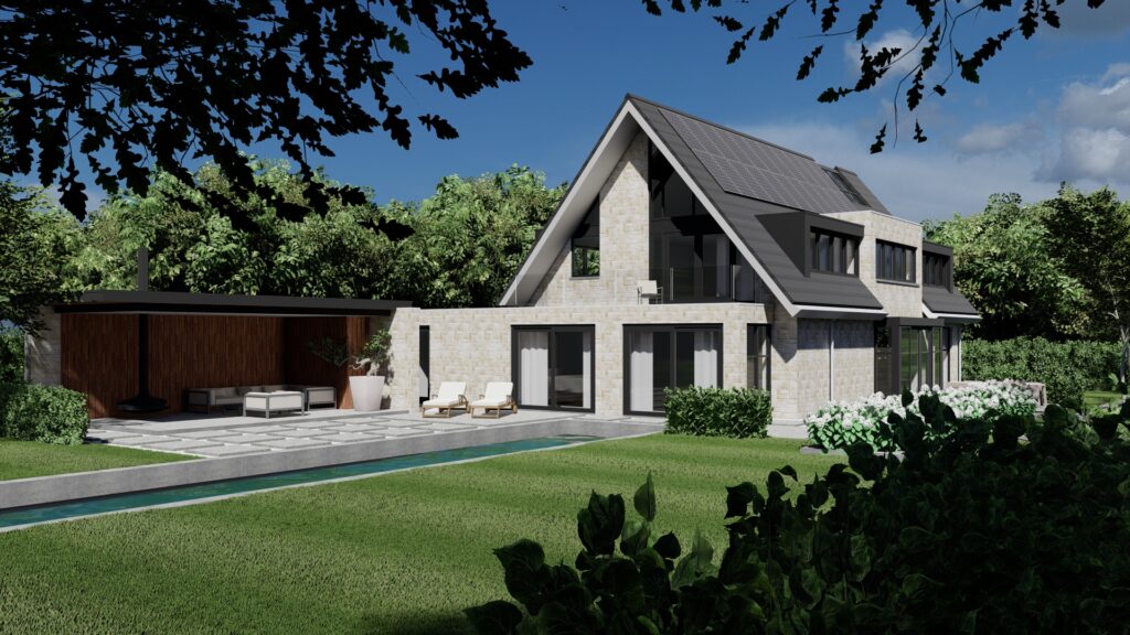 Visualisatie van een bestaande woning in Almere die door een ingrijpende verbouwing een eigentijdse uitstraling heeft gekregen
