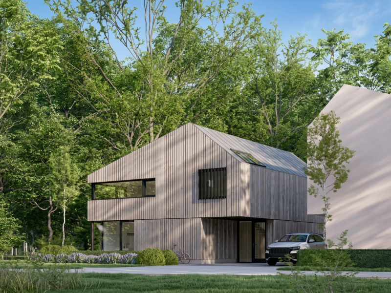 Ontwerp van een houten nieuwbouwwoning in Muiderbos Almere DUIN door 01ArchitectenAlmere