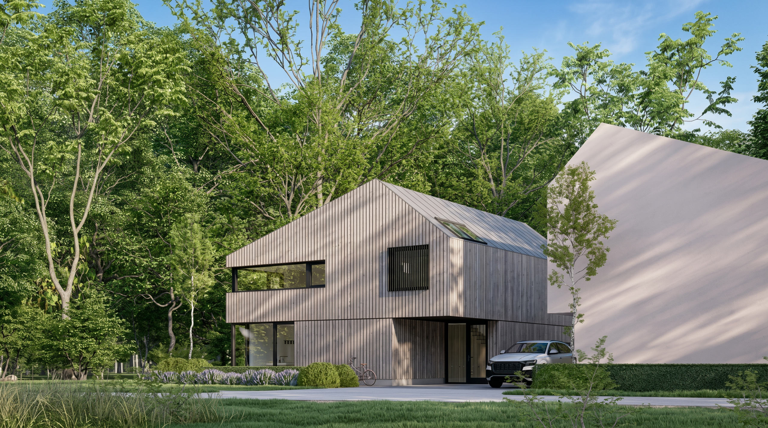 Ontwerp van een houten nieuwbouwwoning in Muiderbos Almere DUIN door 01ArchitectenAlmere
